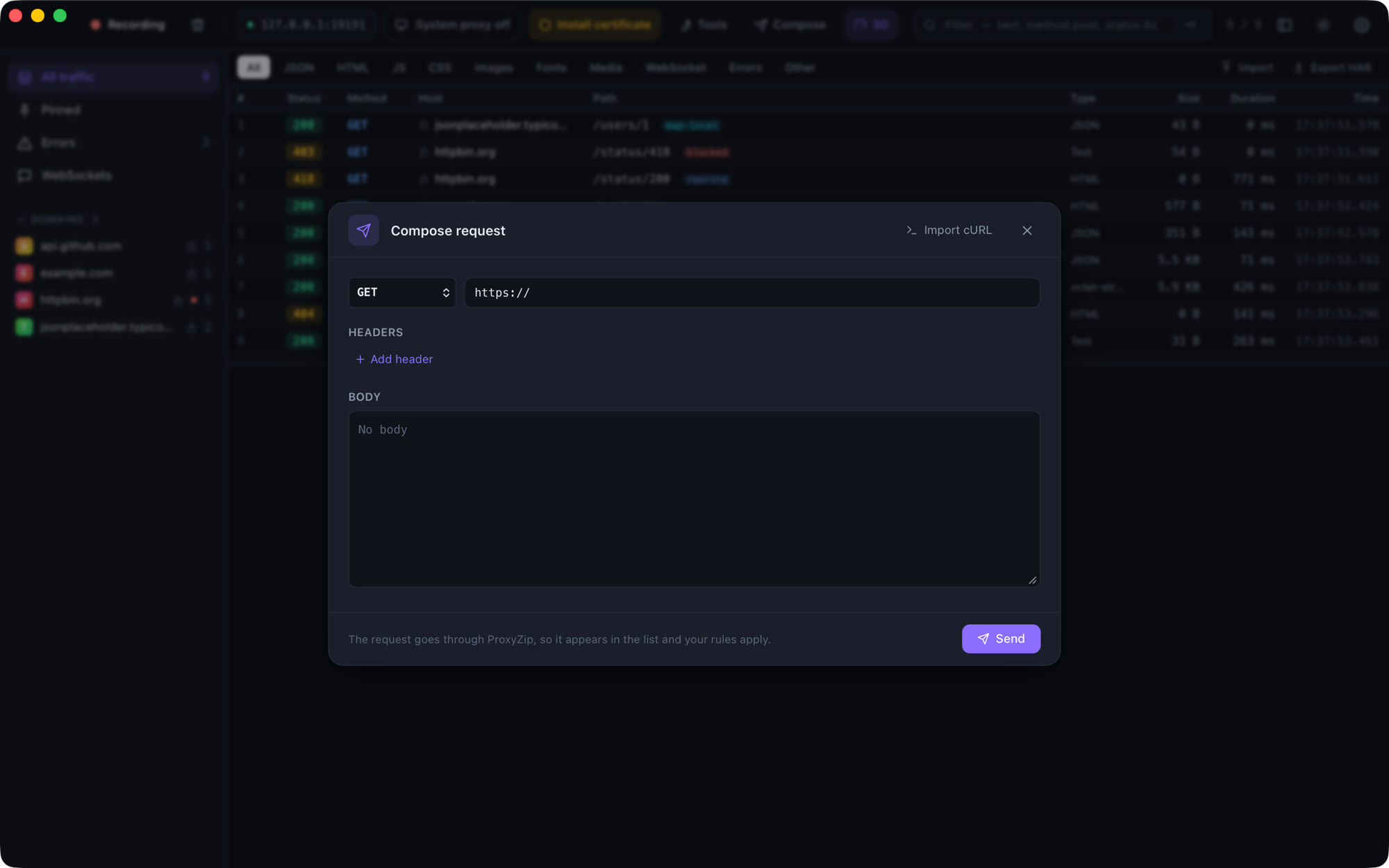 The request composer